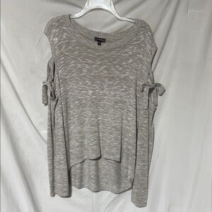 Express Heather Gray Knit Sweatshirt with Bow Details